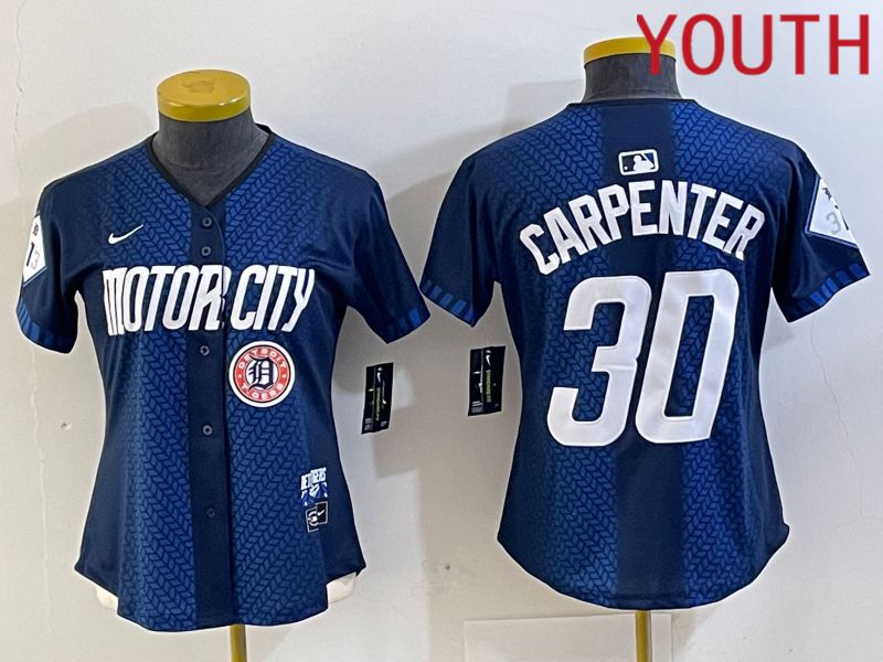 Youth Detroit Tigers #30 Carpenter Blue City Edition Nike 2024 MLB Jersey style 4->youth mlb jersey->Youth Jersey